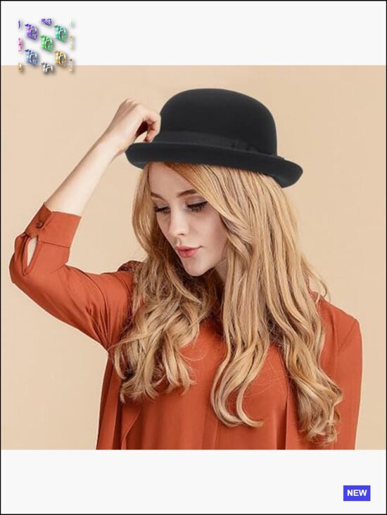 Wool Bowler Derby Hat Classic Pork-Pie Fedora Crushable Unisex main image 2
